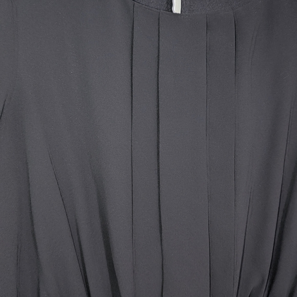 iZ Byer Black & Tan stripe dress with open half sleeves, pleated top, XL - Picture 4 of 8